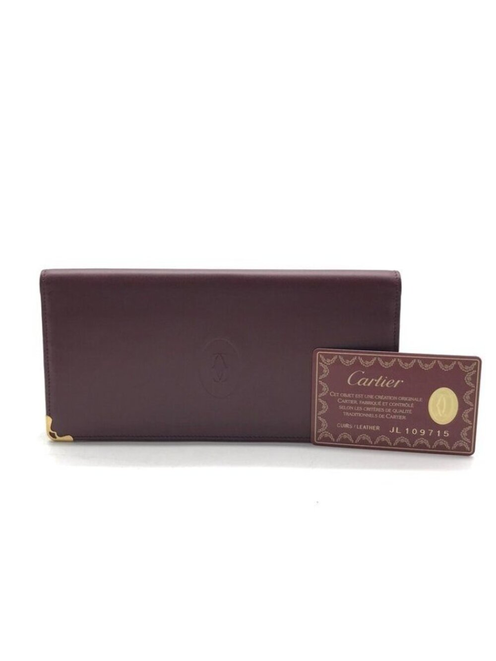 Cartier Must Line Wallet Leather Bordeaux Gold Vintage